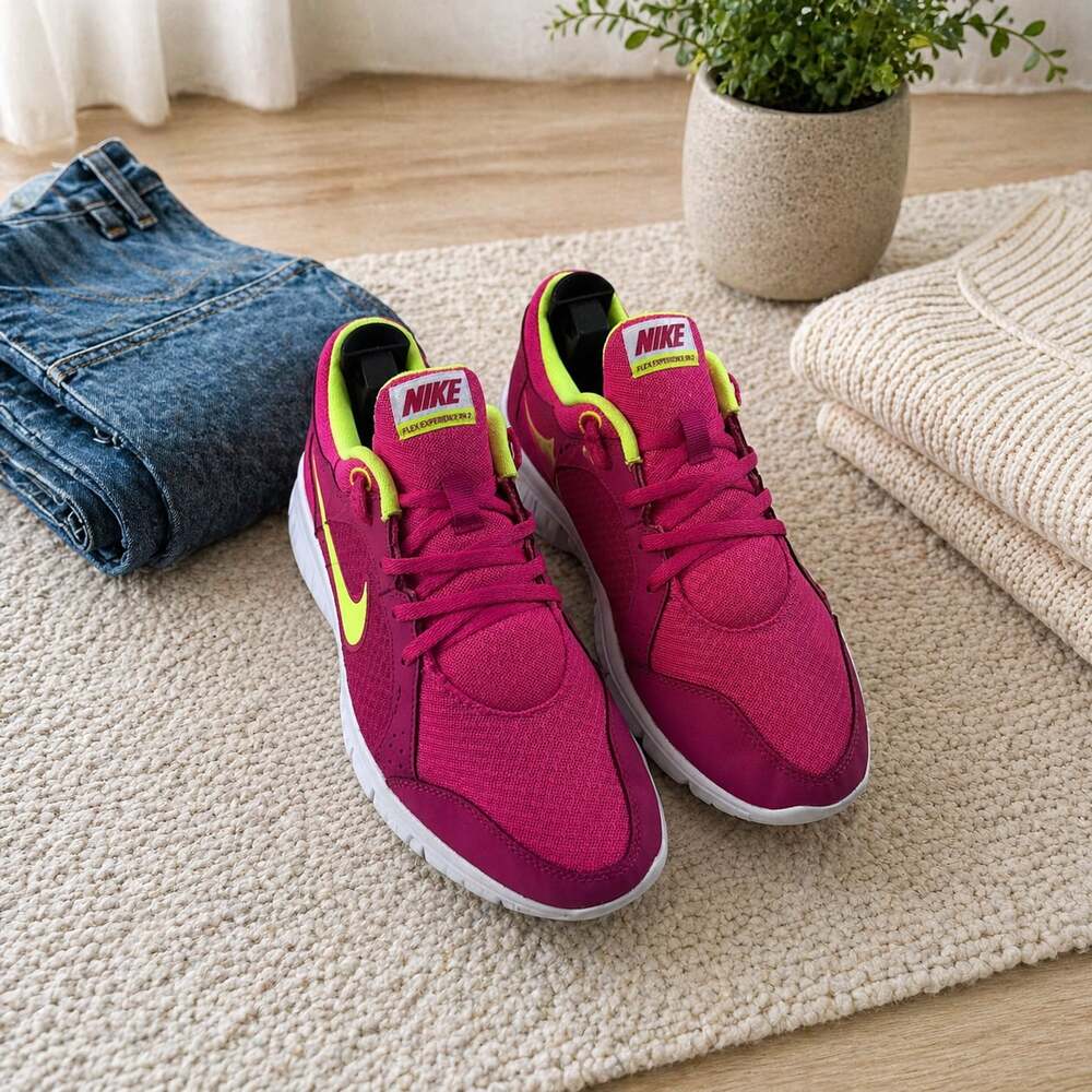 Nike Flex Experience RN 2 Running Shoes Pink Volt White Youth 7Y 599344-636